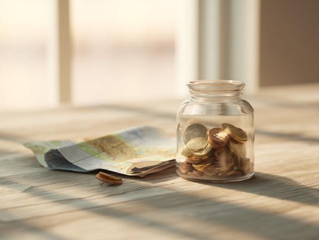 piggy bank with coins and a cigarette pack as a symbol of savings