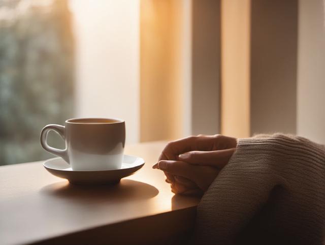 A calm pause with a warm drink after quitting smoking
