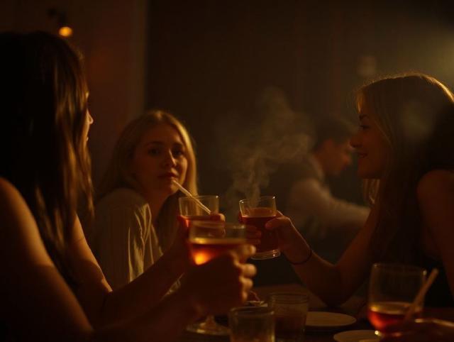 Friends at a party with drinks, choosing a smoke-free evening