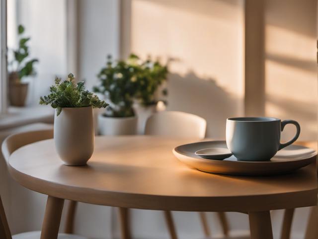 A quiet kitchen table with a mug and soft light after a tense conversation